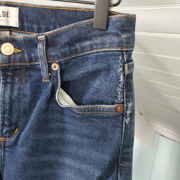AGOLDE Sophie Mid Rise Skinny Dark Wash Blue Jeans Cabana Wash Size 26 Women's - Picture 5 of 16